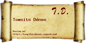 Tomsits Dénes névjegykártya