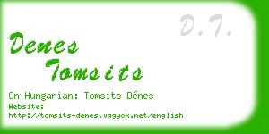 denes tomsits business card