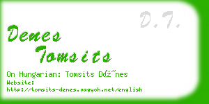 denes tomsits business card